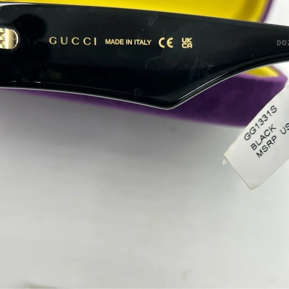 Men’s Gucci acetate square sunglasses made in Italy. Black.